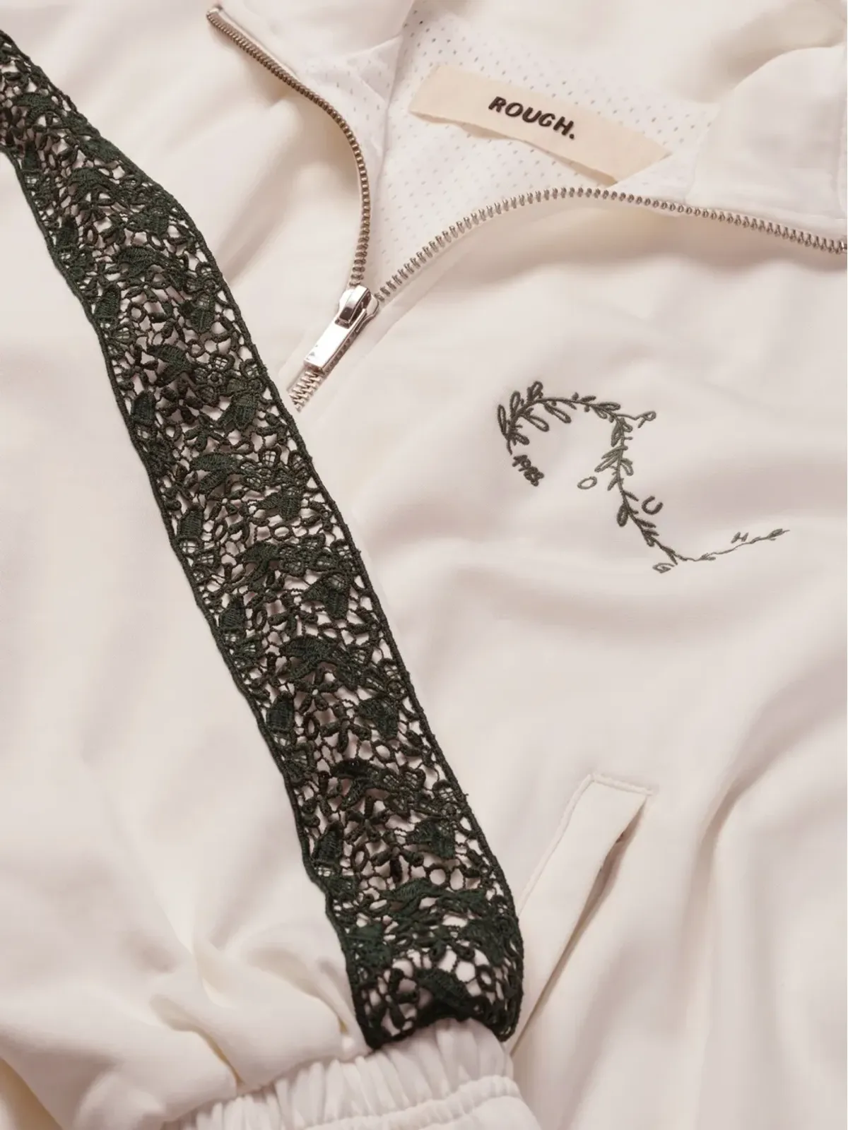 ROUGH. レースインサート刺繍ディテール トラックジャケット - White - 画像5