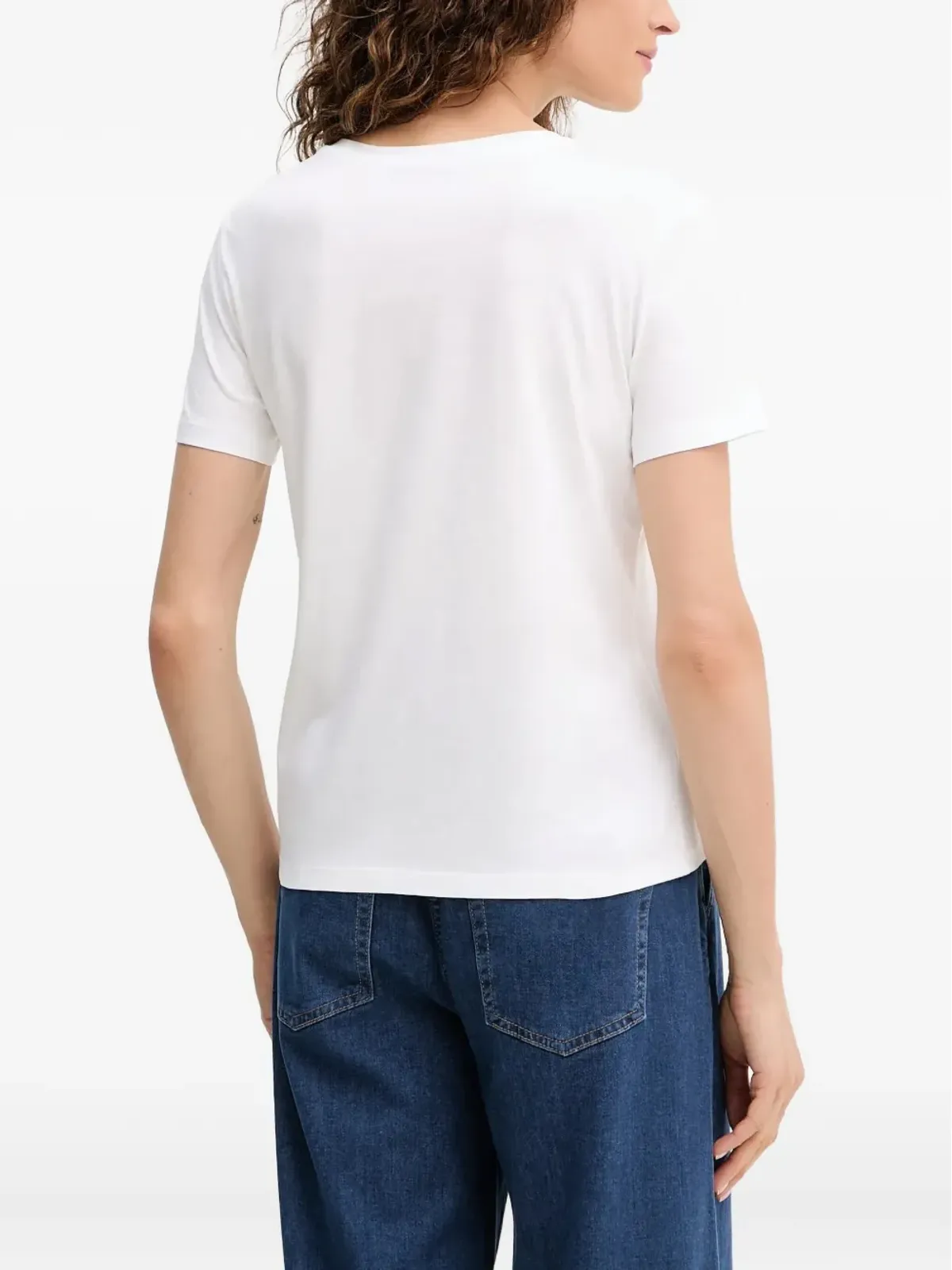 ERMANNO FIRENZE ビーズ装飾 ロゴ入り Tシャツ - 画像3