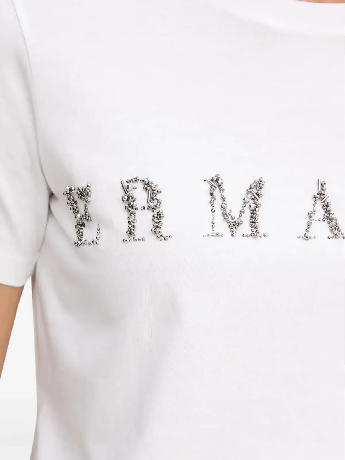 ERMANNO FIRENZE ビーズ装飾 ロゴ入り Tシャツ - 画像4