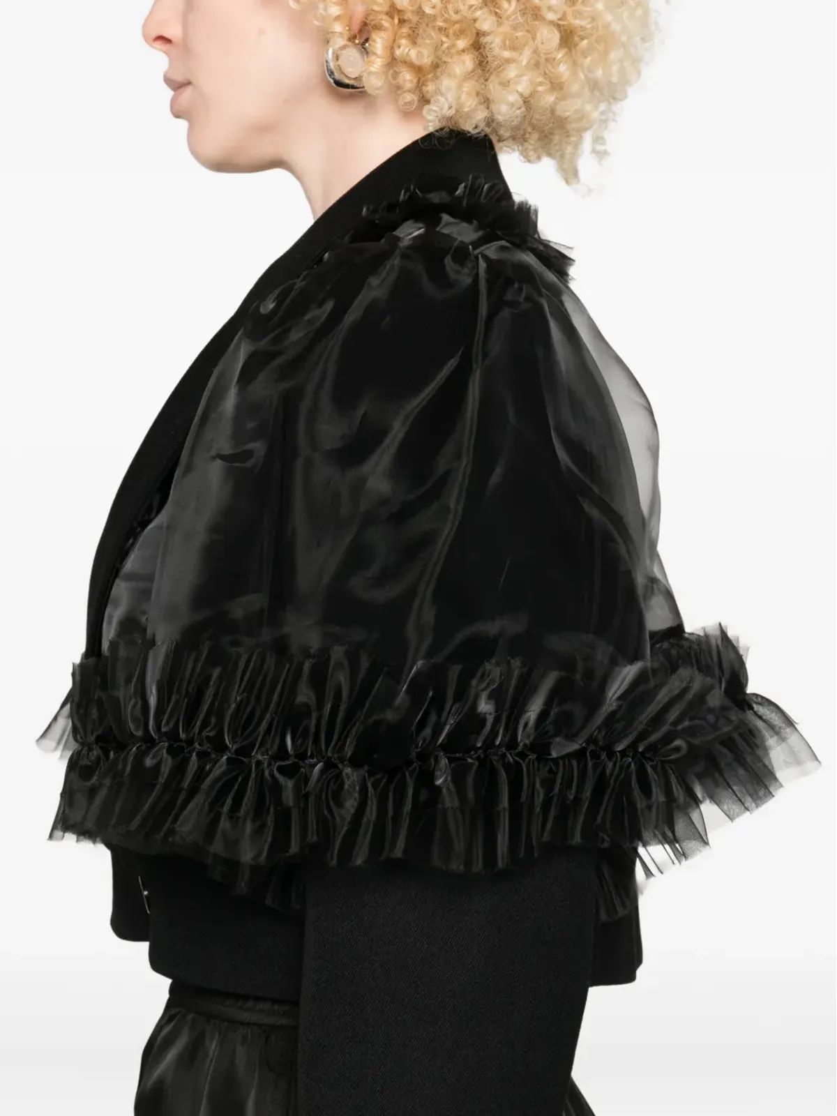 Noir Kei Ninomiya ruffle-trimmed jacket - Black - 画像5