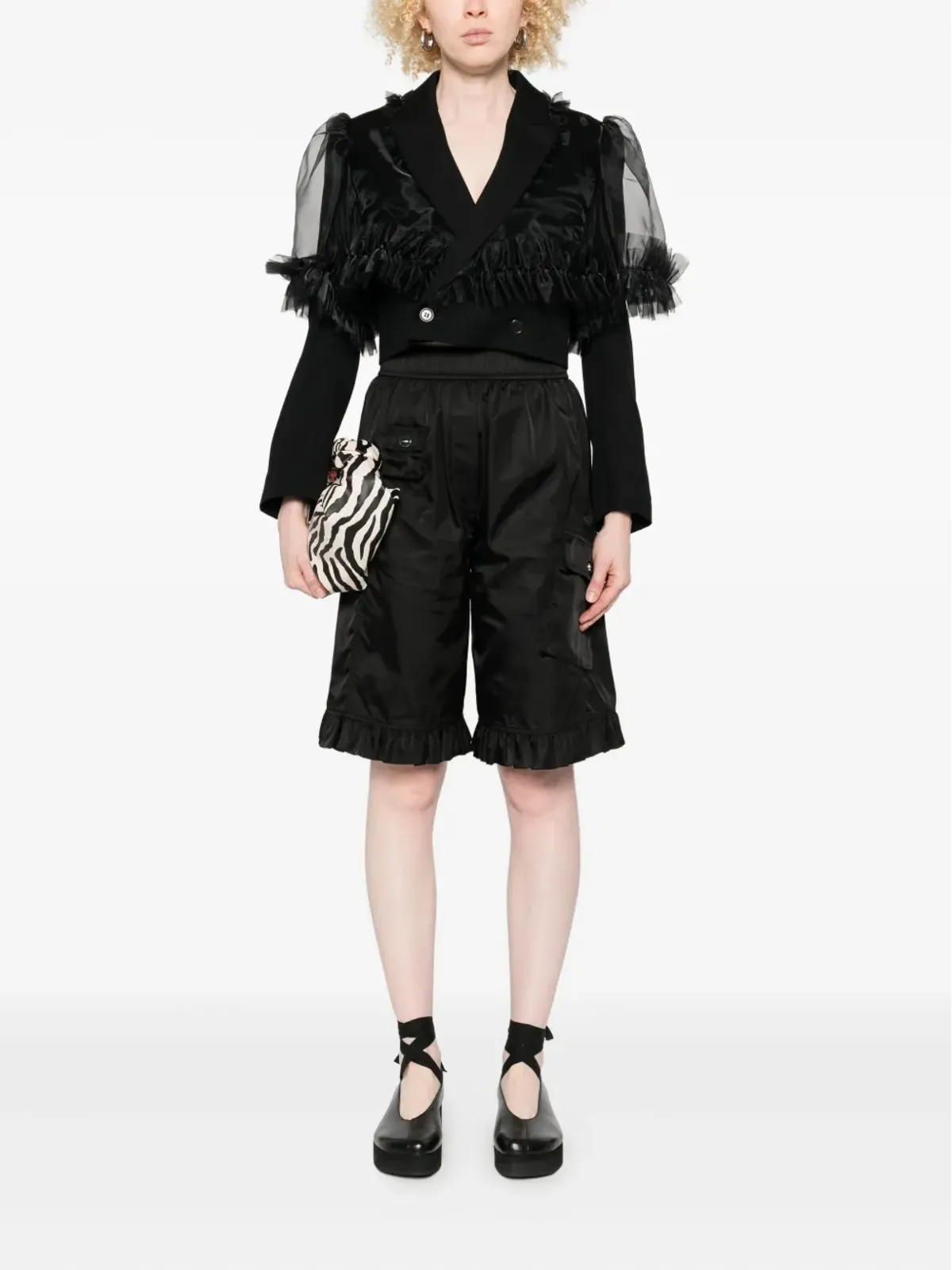 Noir Kei Ninomiya ruffle-trimmed jacket - Black - 画像2