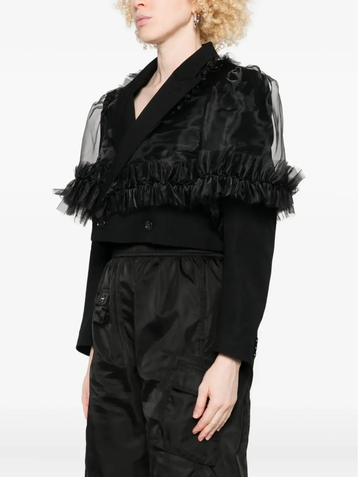 Noir Kei Ninomiya ruffle-trimmed jacket - Black - 画像3