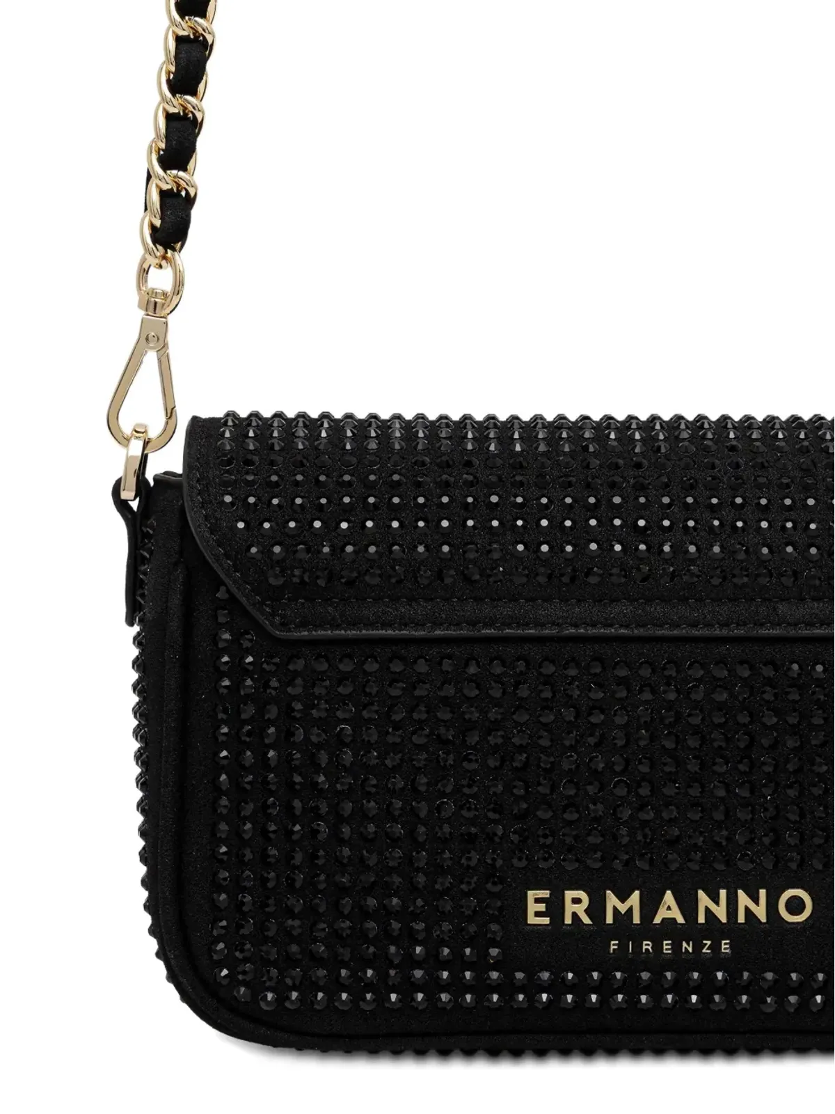 ERMANNO FIRENZE クリスタル装飾チェーンストラップ付きサッチェルバッグ - 画像4