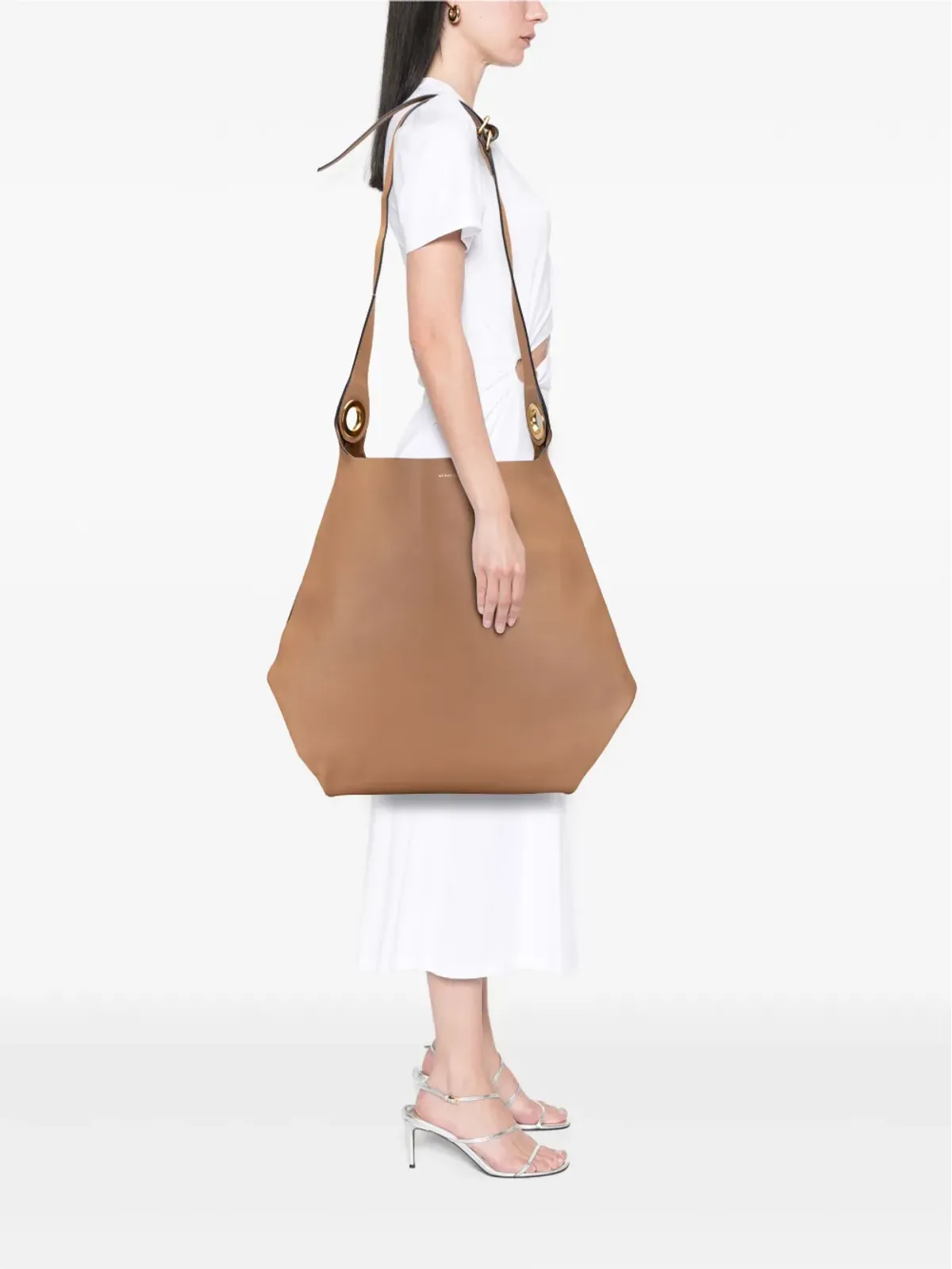 Burberry Pre-Owned 二色カーフスキン グロメット ホーボー・サッチェル - ブラウン - 画像2