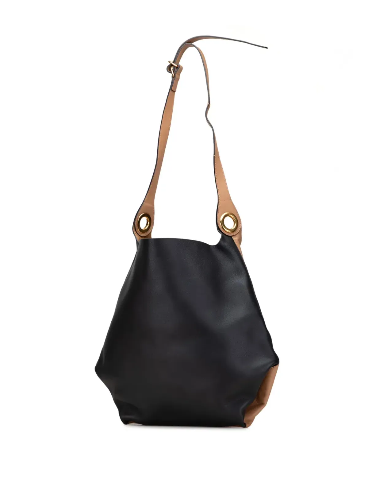 Burberry Pre-Owned 二色カーフスキン グロメット ホーボー・サッチェル - ブラウン - 画像3