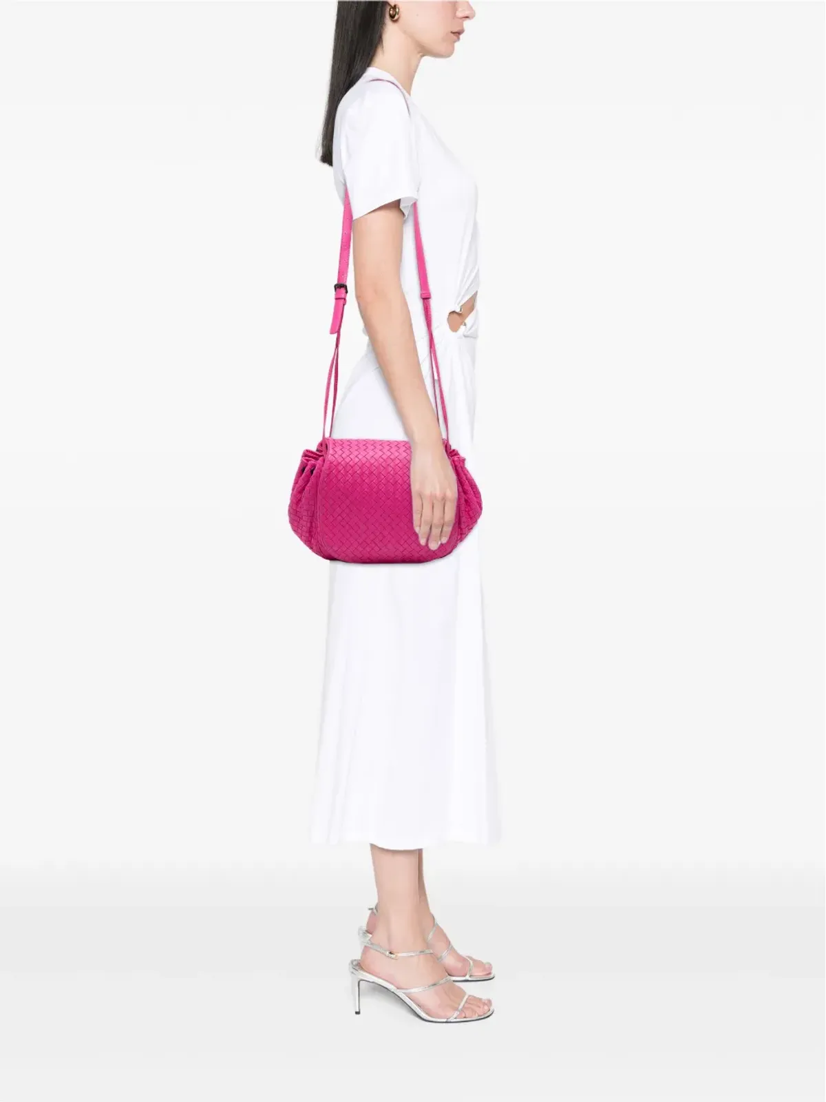 Bottega Veneta - ビンテージ ナッパイントレッチャート フラップ クロスボディ バッグ ピンク - 画像2