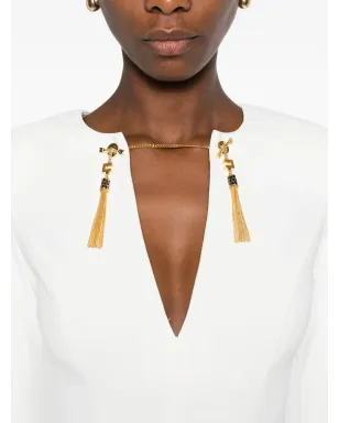 Elisabetta Franchi タッセル装飾Vネックドレス - サムネイル5