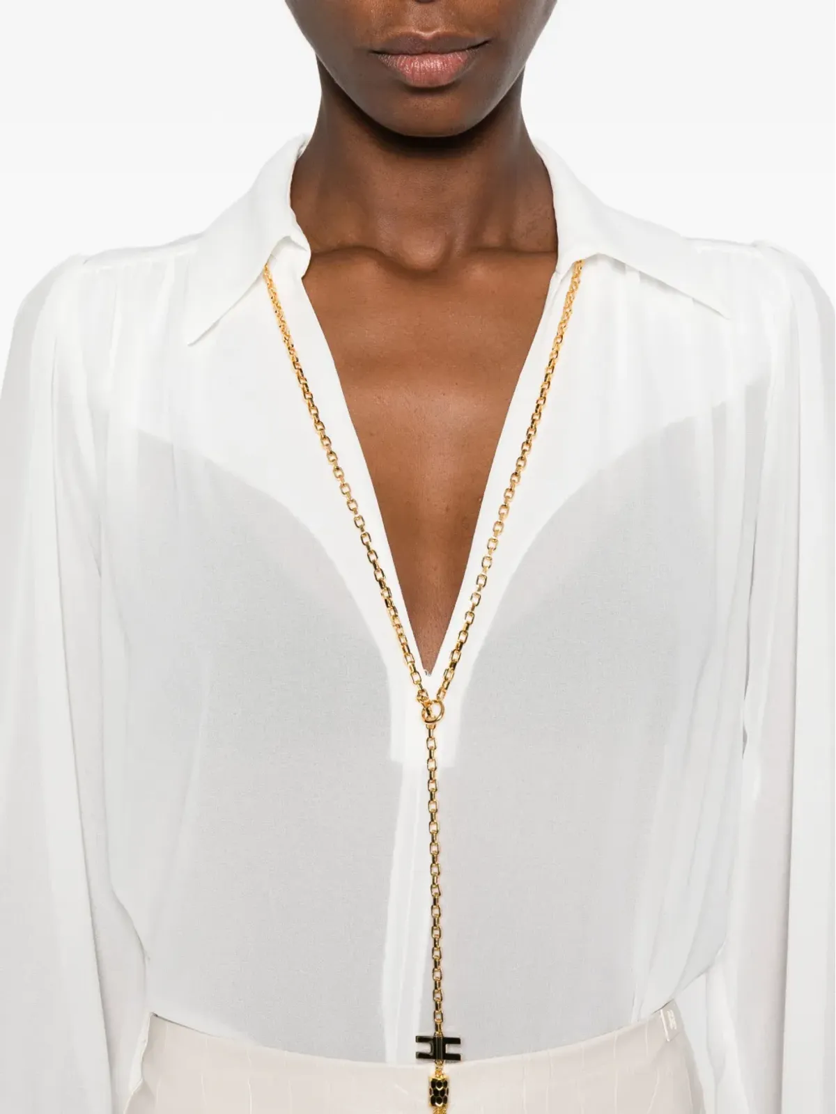 Elisabetta Franchi チェーン装飾シャツ - White - 画像5