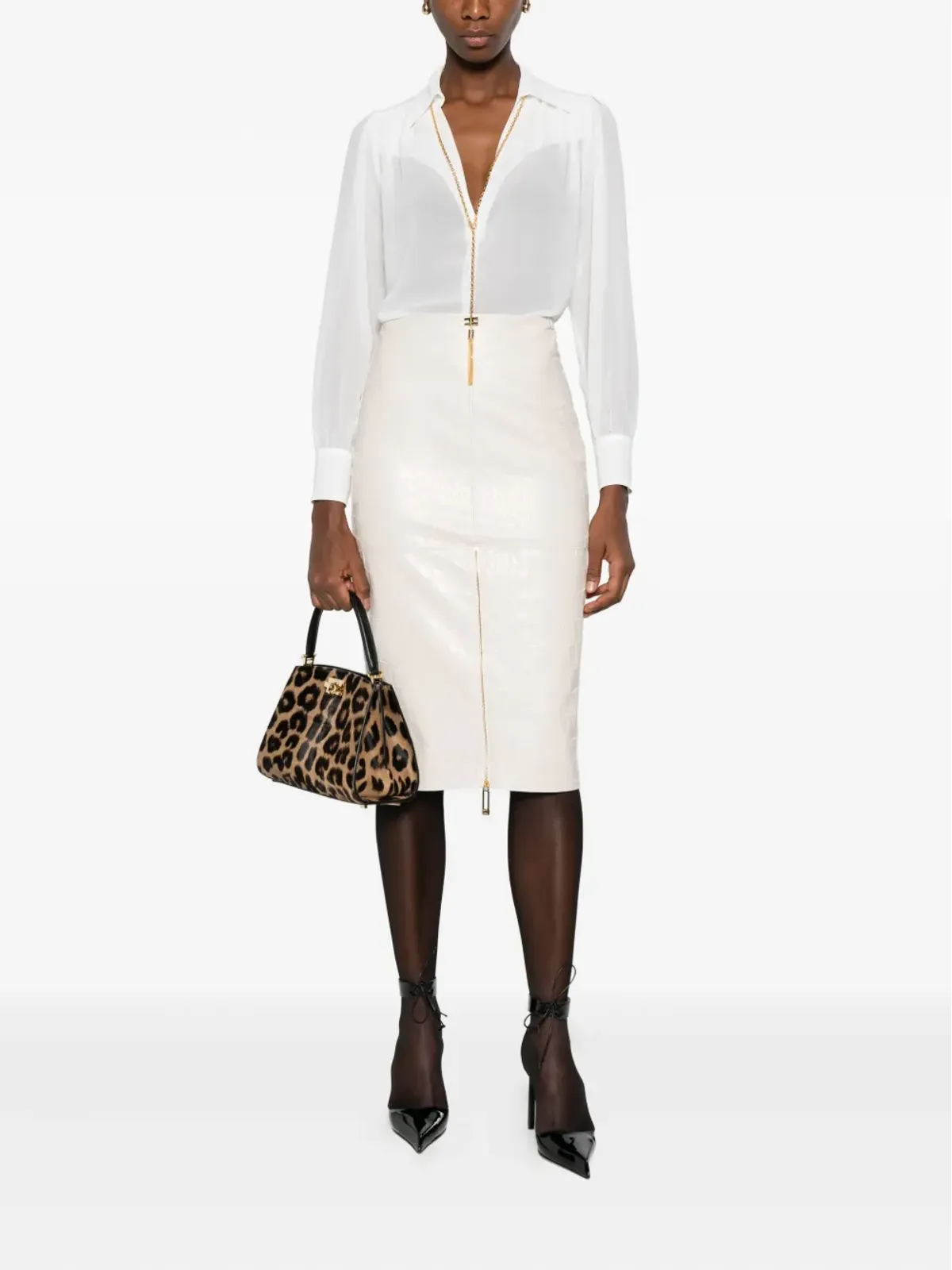 Elisabetta Franchi チェーン装飾シャツ - White - 画像2