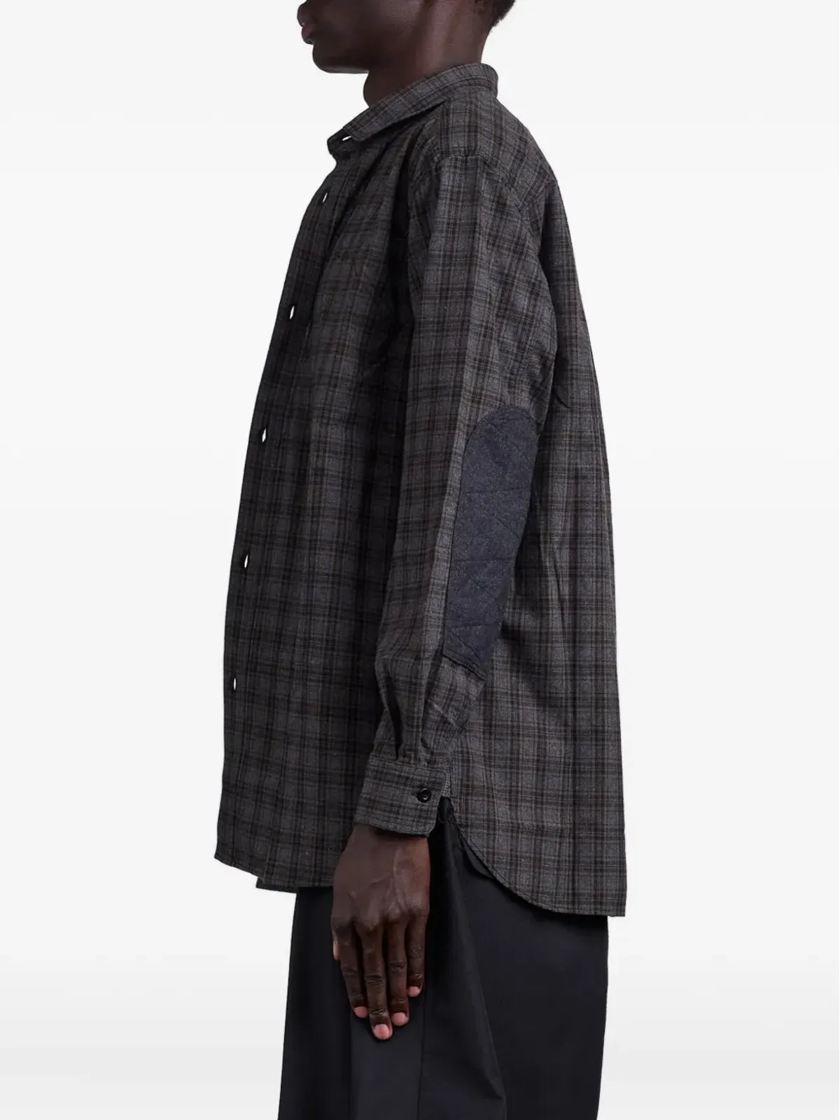 Junya Watanabe MAN グレー チェックエルボーパッチシャツ - 画像3