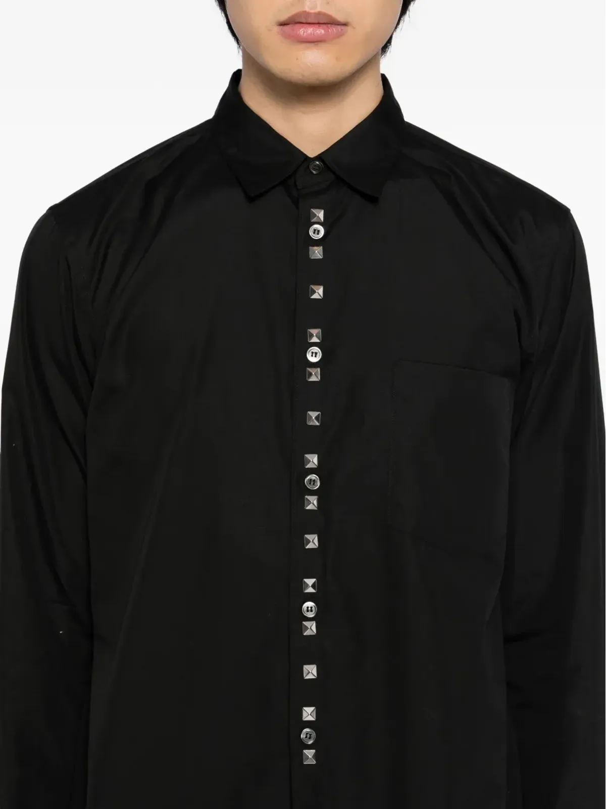 Black Comme Des Garçons スタッズ付きボタンアップシャツ - 画像5