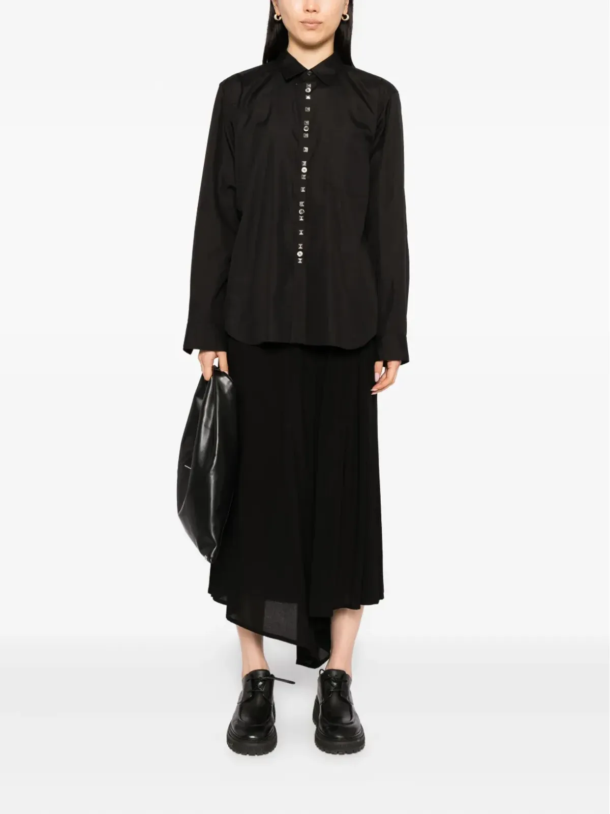 Black Comme Des Garçons スタッズ付きボタンアップシャツ - 画像3