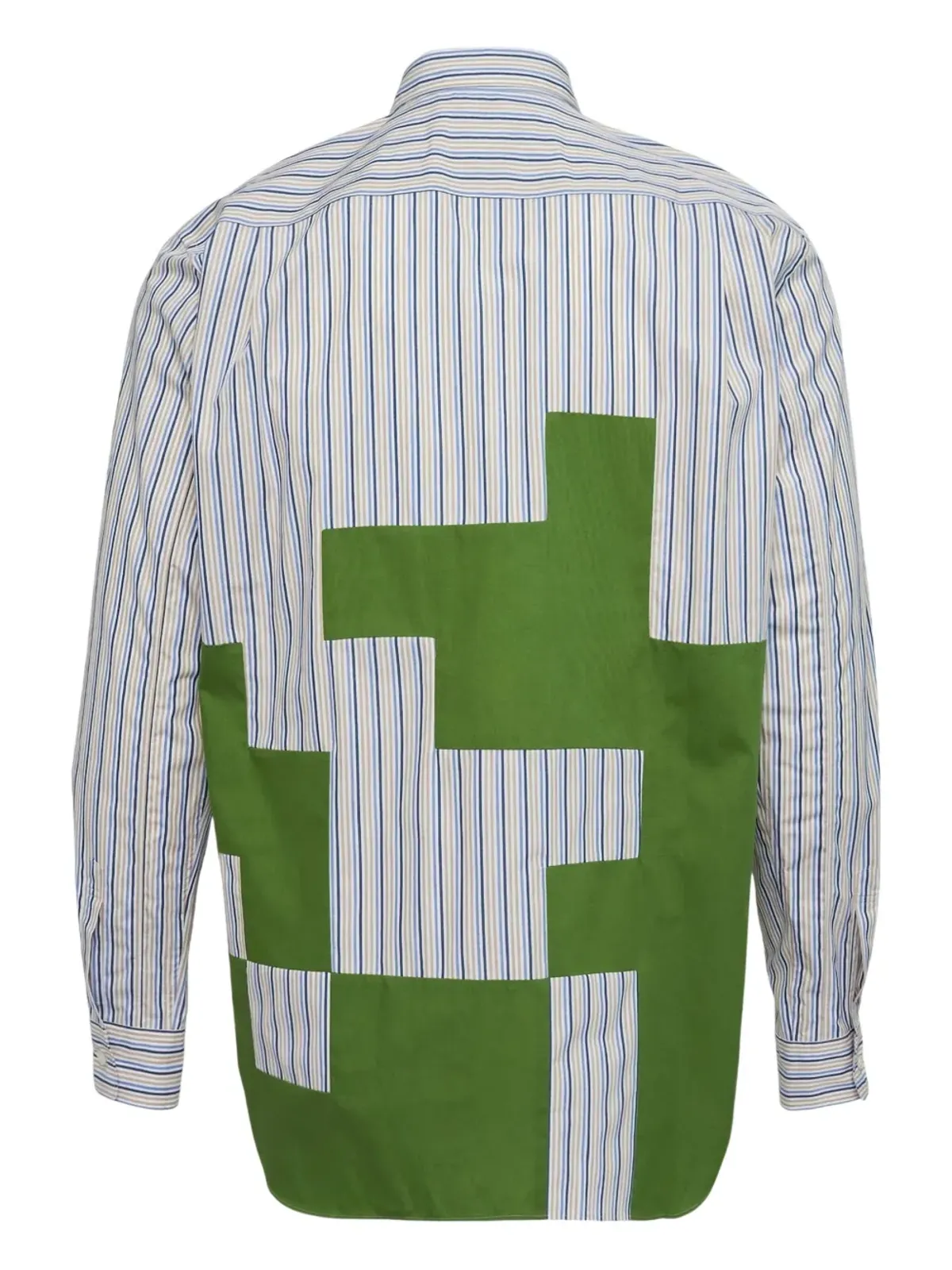 Comme des Garçons Homme Plus ストライプパッチワークシャツ ブルー - 画像2