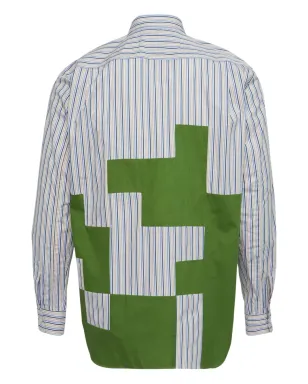 Comme des Garçons Homme Plus ストライプパッチワークシャツ ブルー - サムネイル2