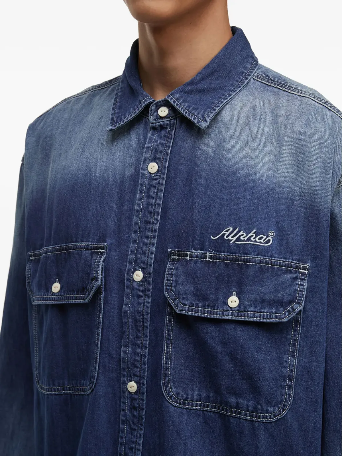 Alpha Industries オンブレエフェクト デニムシャツ - 画像5