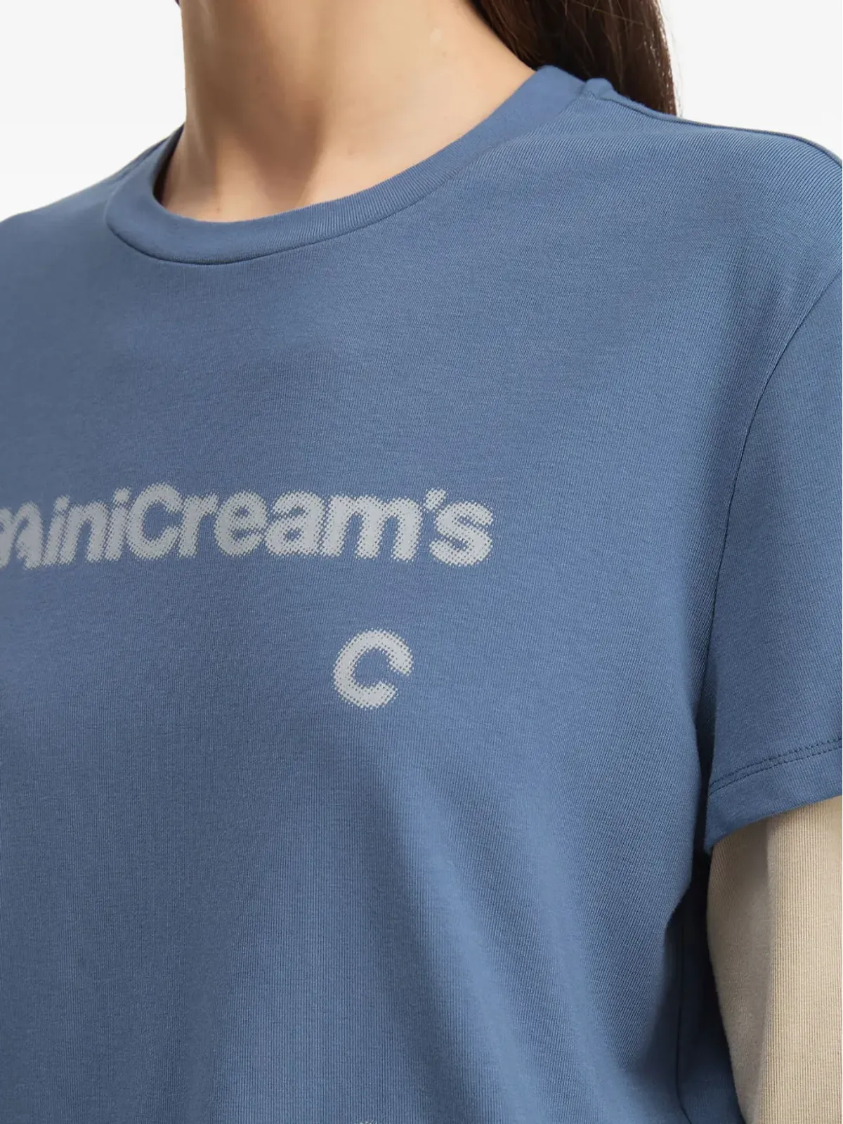 Mini Cream レイヤード・グラフィックプリントトップ - ブルー - 画像5