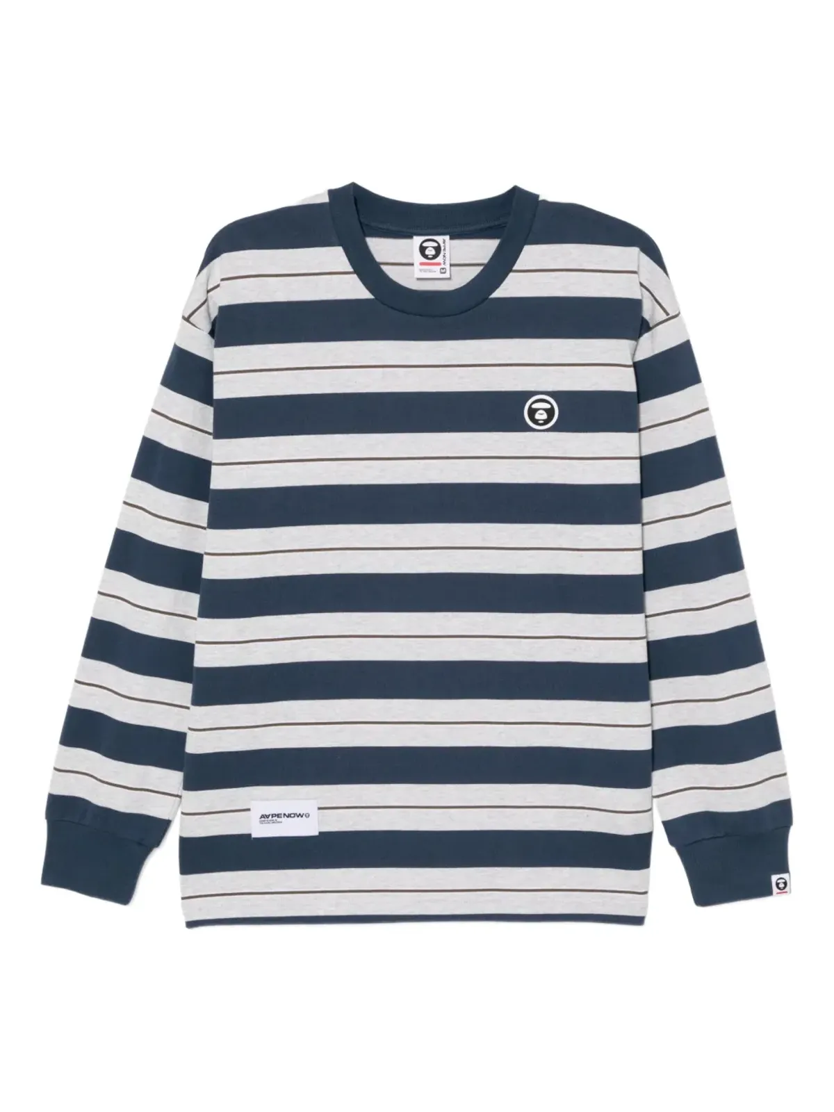 AAPE BY *A BATHING APE® ロゴストライプTシャツ（グレー） - 画像1