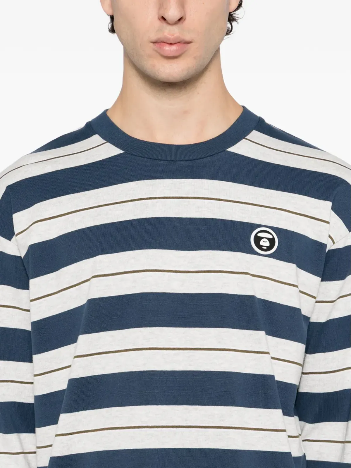 AAPE BY *A BATHING APE® ロゴストライプTシャツ（グレー） - 画像4