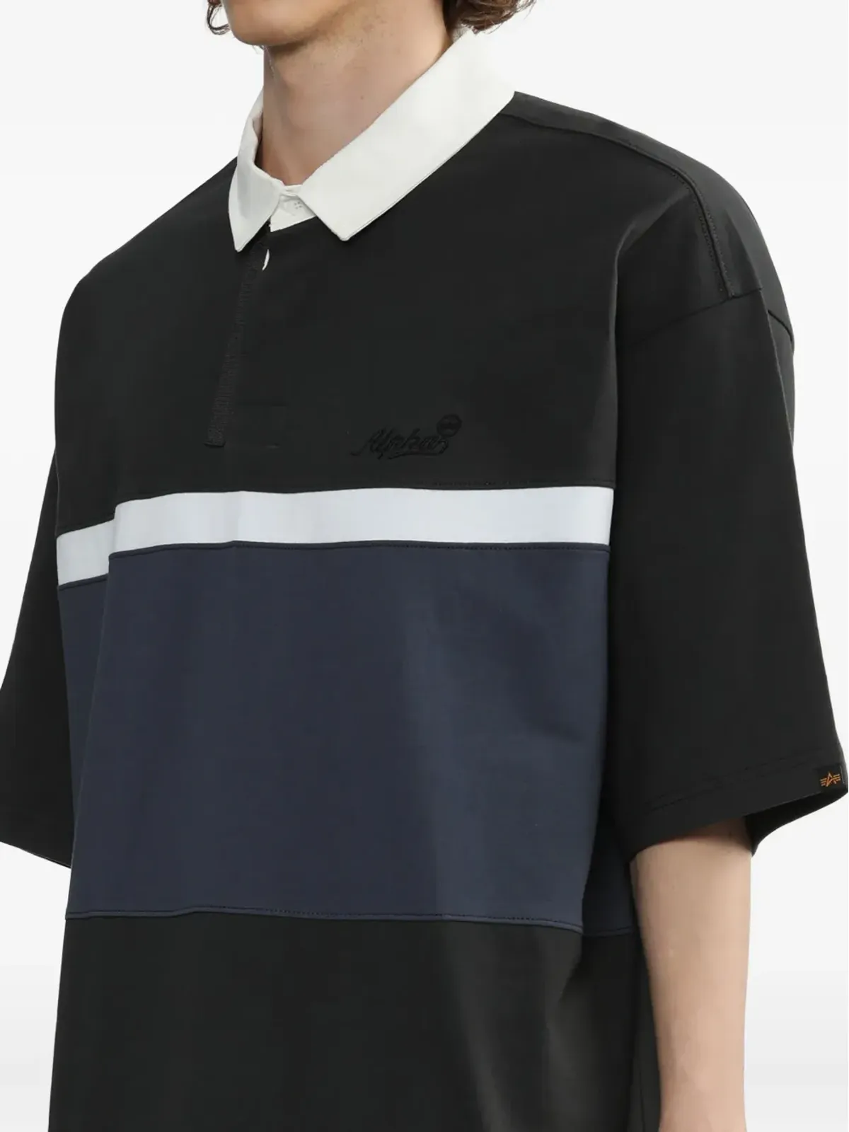 Alpha Industries ストライプポロシャツ グレー - 画像5