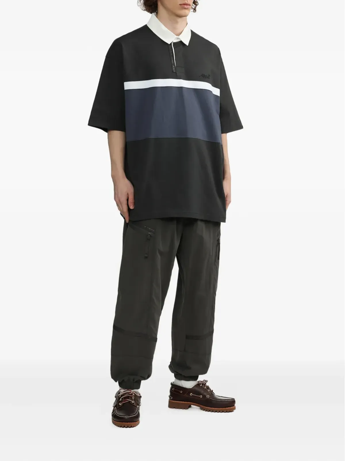 Alpha Industries ストライプポロシャツ グレー - 画像2