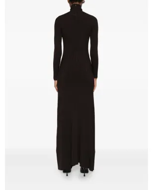 Coperni リブ編みハイネック長袖カットアウトドレス - ブラウン - サムネイル4