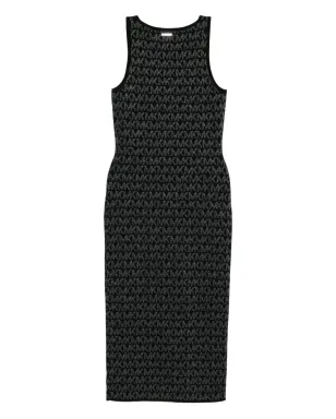 Michael Kors メタリック ロゴ ジャカード ミディドレス ブラック - サムネイル2