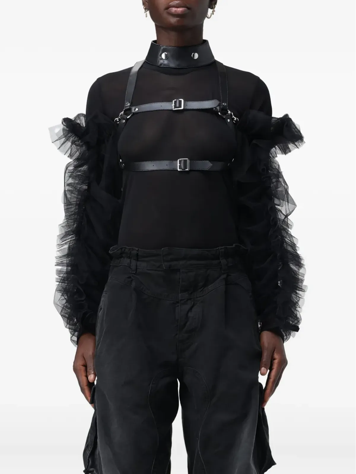 Noir Kei Ninomiya ruffled harness - Black - 画像2