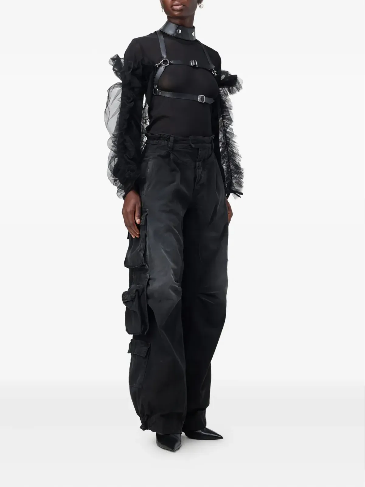 Noir Kei Ninomiya ruffled harness - Black - 画像3