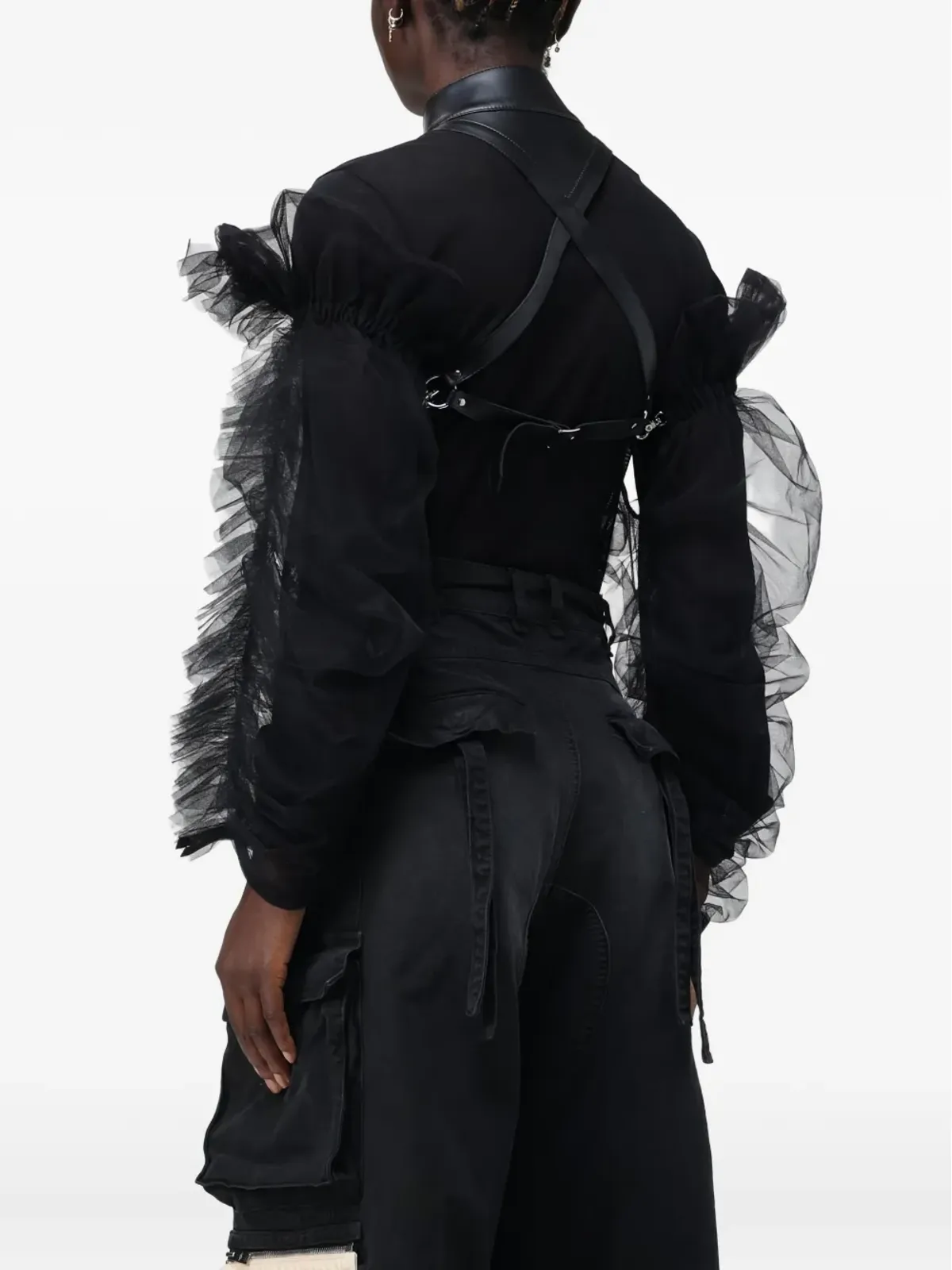 Noir Kei Ninomiya ruffled harness - Black - 画像4