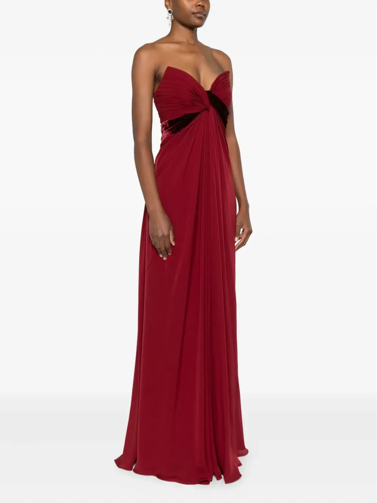 Elie Saab プリーツベルベット装飾ドレス - 画像3