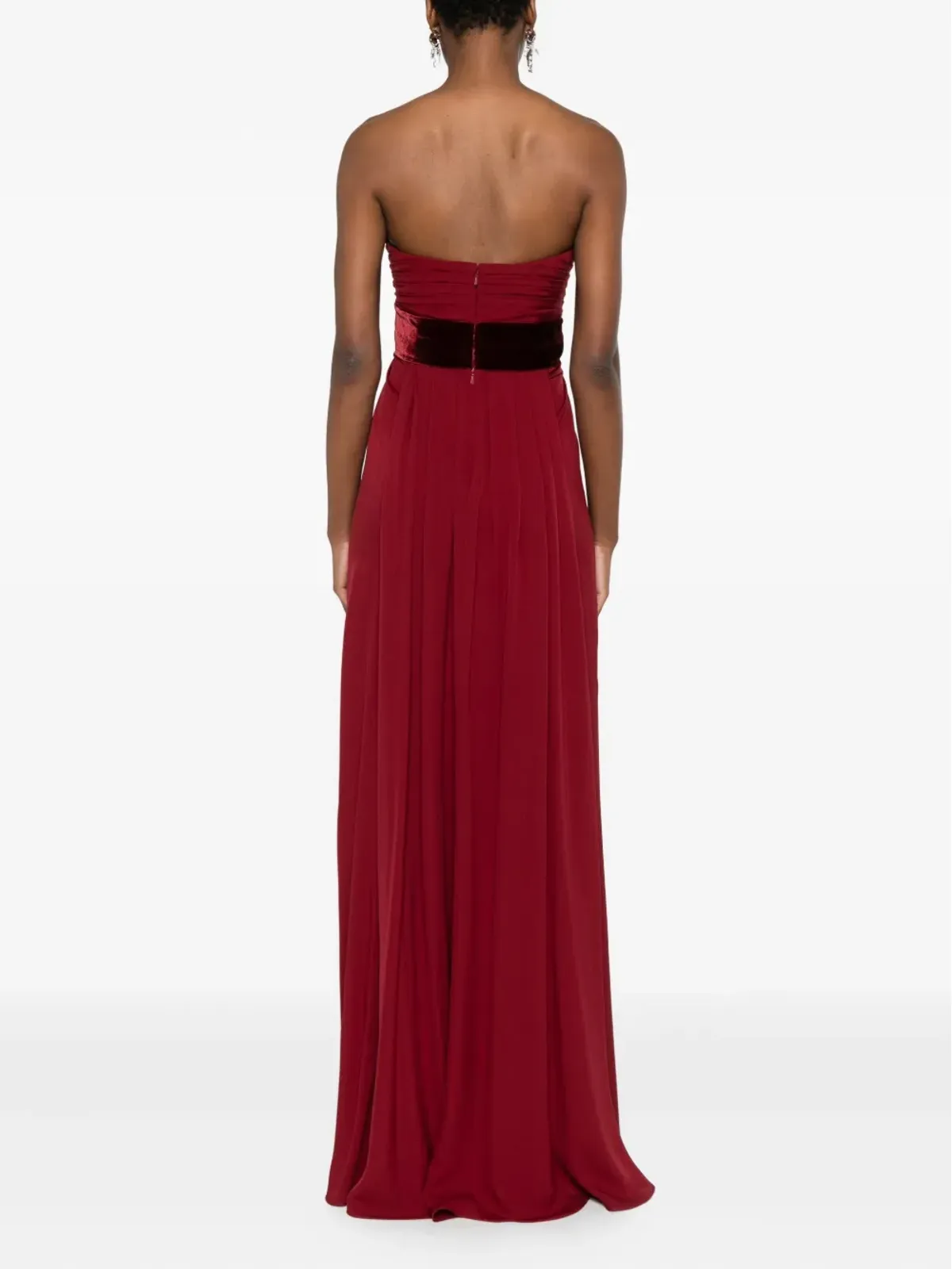 Elie Saab プリーツベルベット装飾ドレス - 画像4
