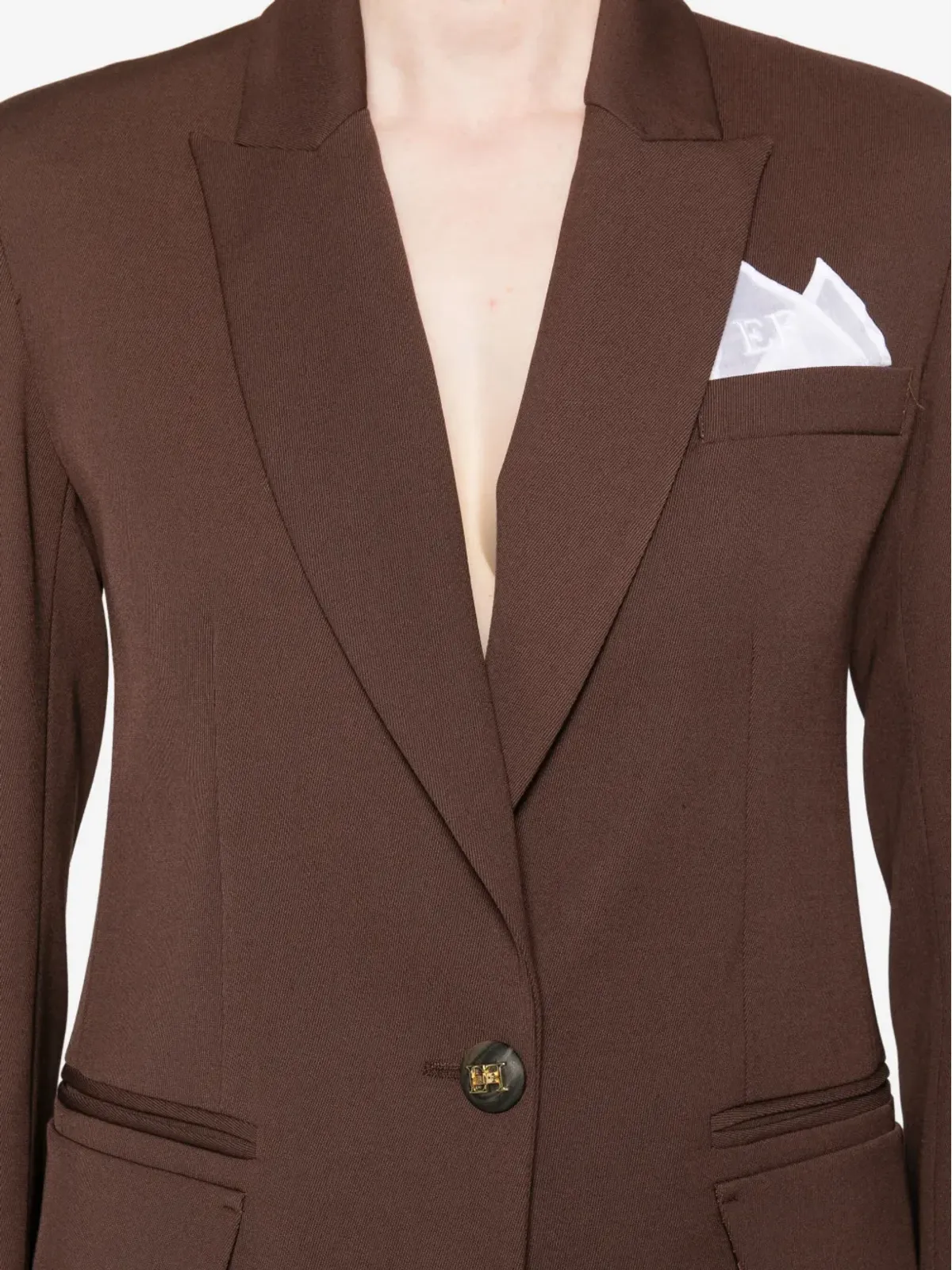 Elisabetta Franchi シングルボタンポケットジャケット ブラウン - 画像5