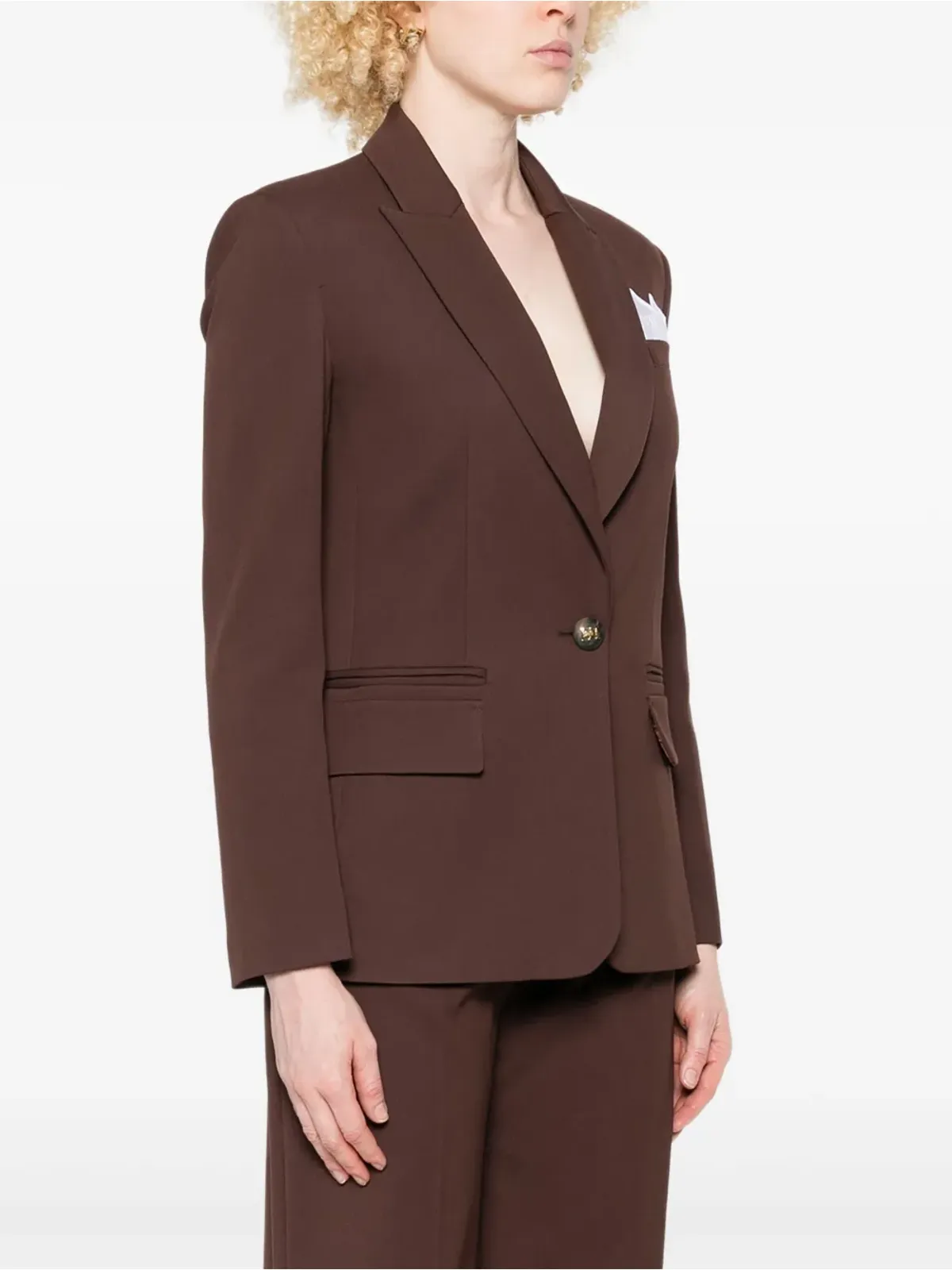 Elisabetta Franchi シングルボタンポケットジャケット ブラウン - 画像3