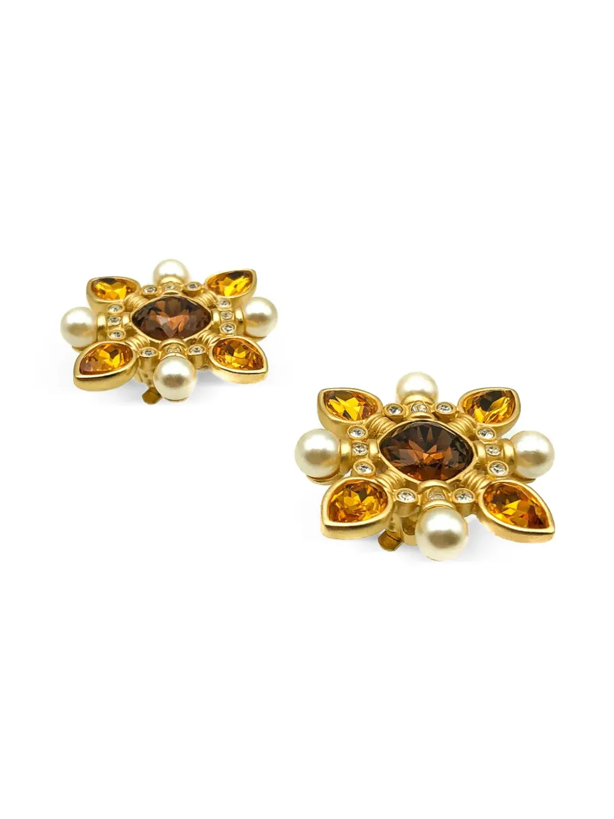 Jennifer Gibson Jewellery 1980年代 Swarovski 十字架型 トパーズ・シトリン イヤリング - 画像3