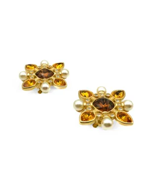 Jennifer Gibson Jewellery 1980年代 Swarovski 十字架型 トパーズ・シトリン イヤリング - サムネイル3