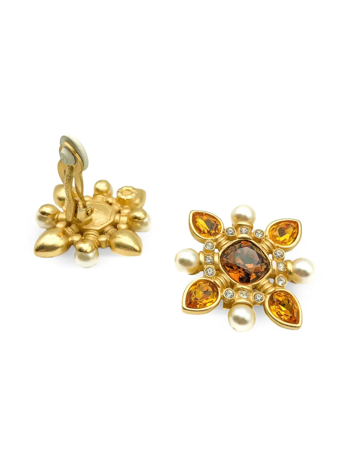 Jennifer Gibson Jewellery 1980年代 Swarovski 十字架型 トパーズ・シトリン イヤリング - 画像4