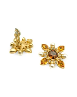 Jennifer Gibson Jewellery 1980年代 Swarovski 十字架型 トパーズ・シトリン イヤリング - サムネイル4
