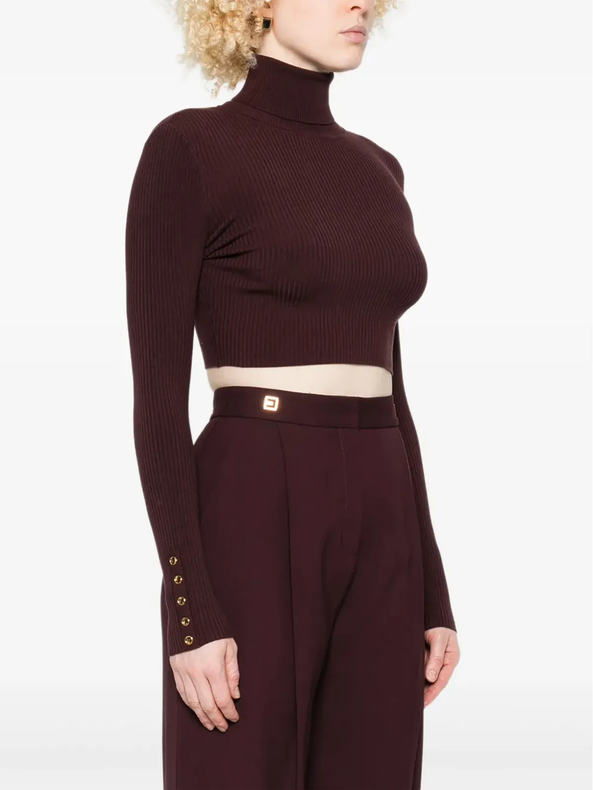 Elisabetta Franchi リブ編みクロップトップ - 画像3