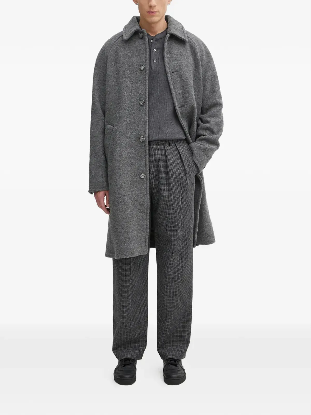 A.P.C. ボタン留めカラーコート（グレー） - 画像2