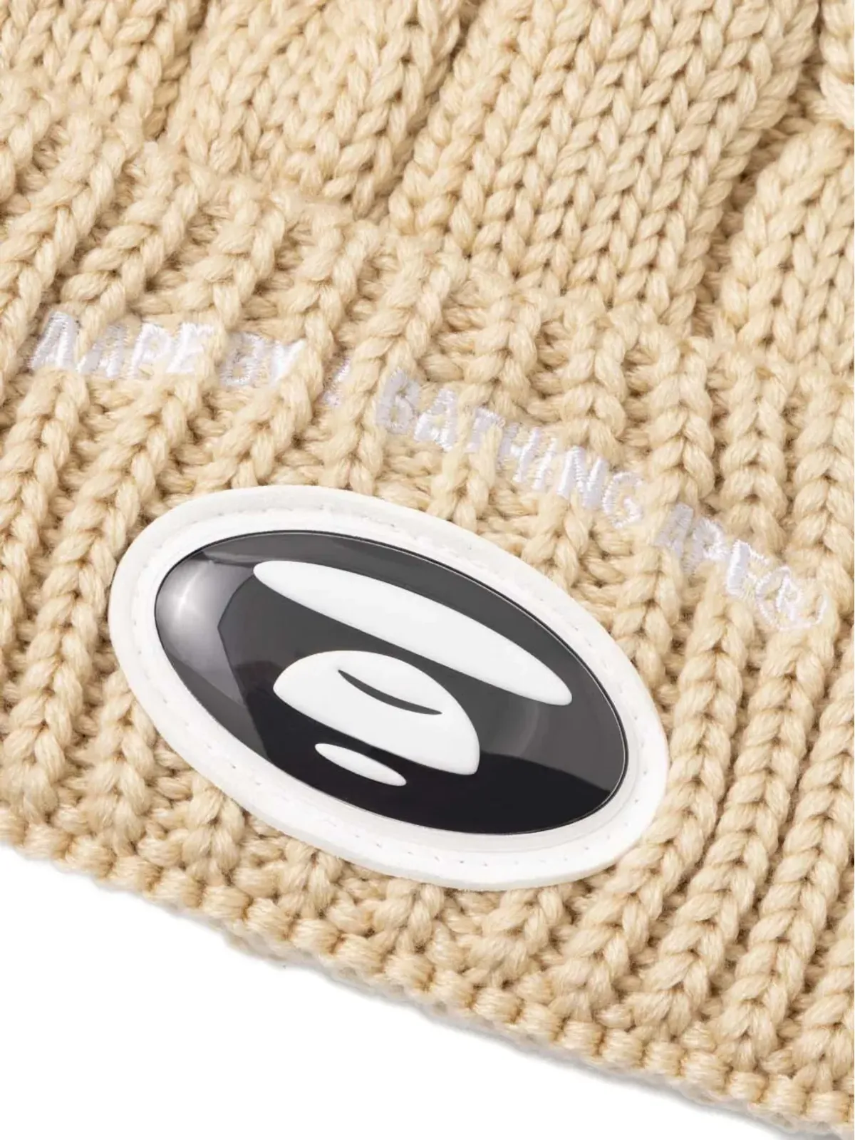 A BATHING APE® ケーブルニット ロゴパッチ ビーニー - 画像3