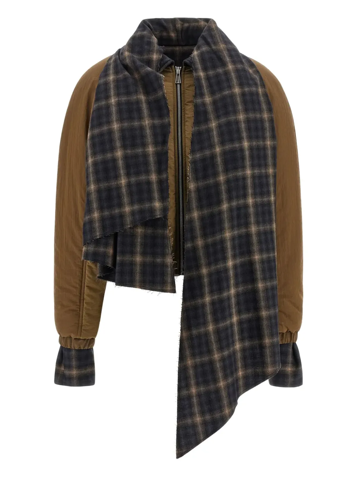 MARBELL Kristen padded check-detail jacket - Brown - 画像1