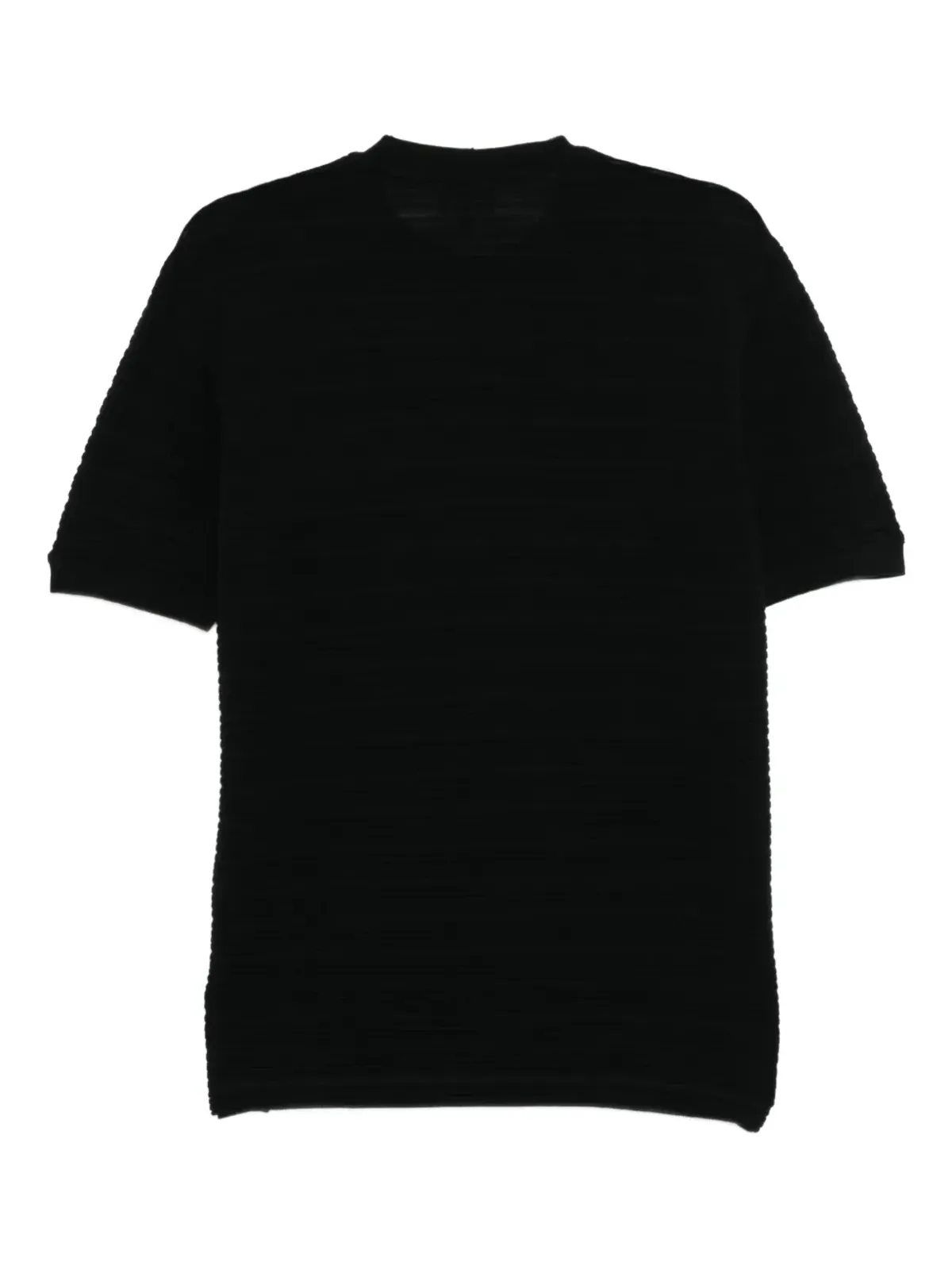 Giorgio Armani ストライプウールのTシャツ ブラック - 画像2