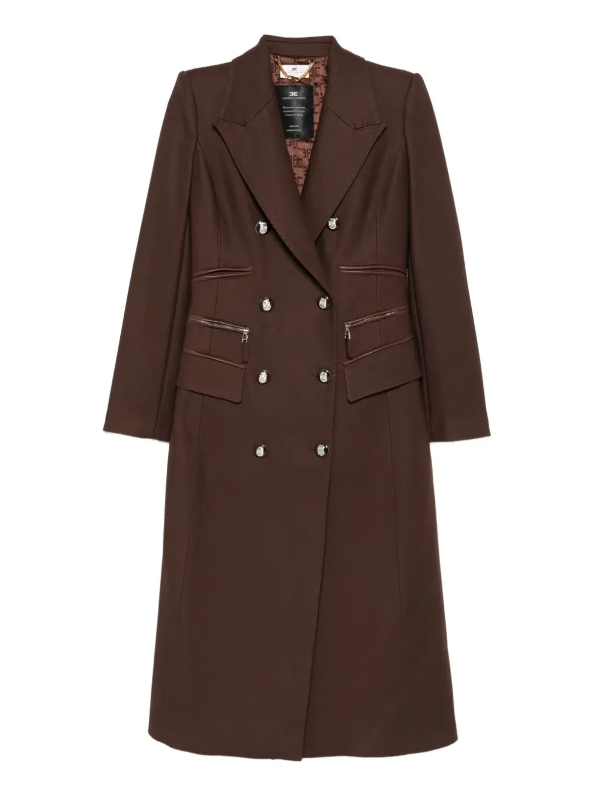 Elisabetta Franchi ダブルブレスト レザー・トリム コート - 画像1
