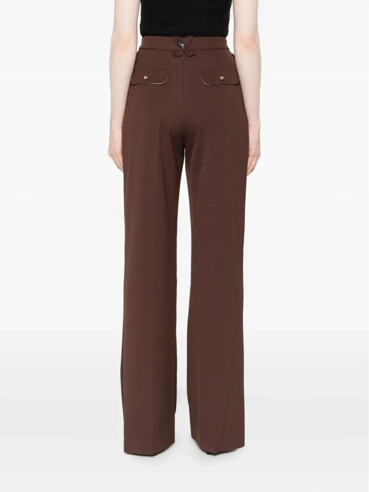 Elisabetta Franchi プリーツ入りボタンディテールパンツ - 画像4