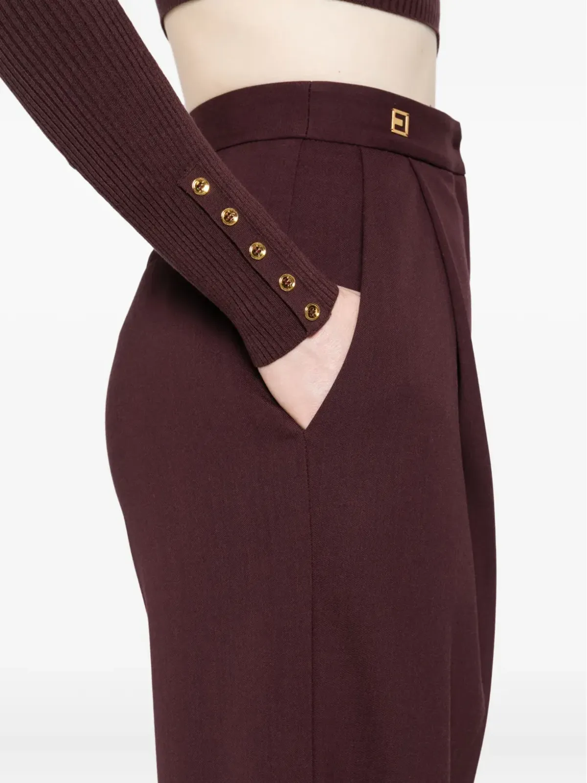 Elisabetta Franchi プリーツフロントパンツ - レッド - 画像5