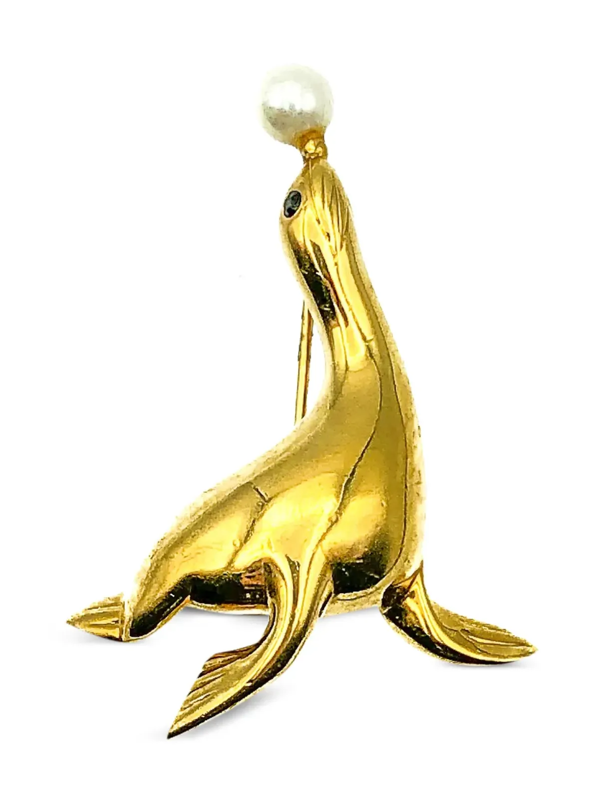 Jennifer Gibson Jewellery 1980s パール付きアシカブローチ - 画像1