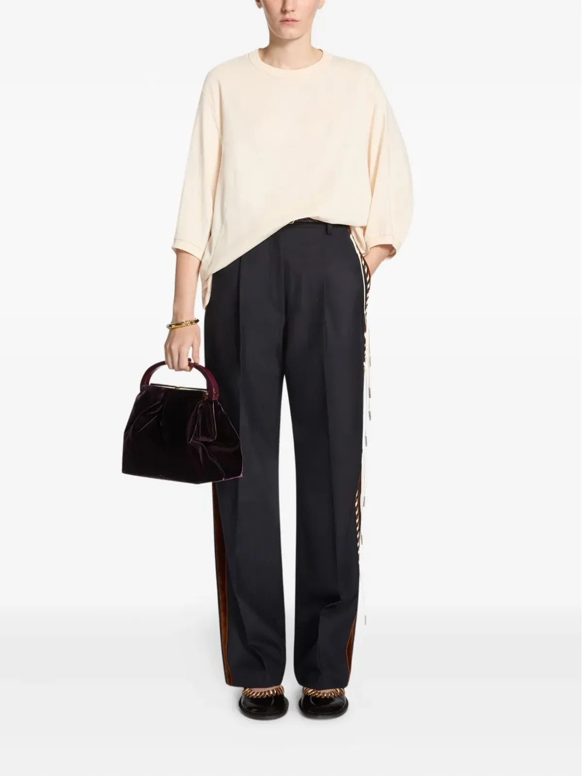 DRIES VAN NOTEN ベルベットトリムパンツ - 画像2