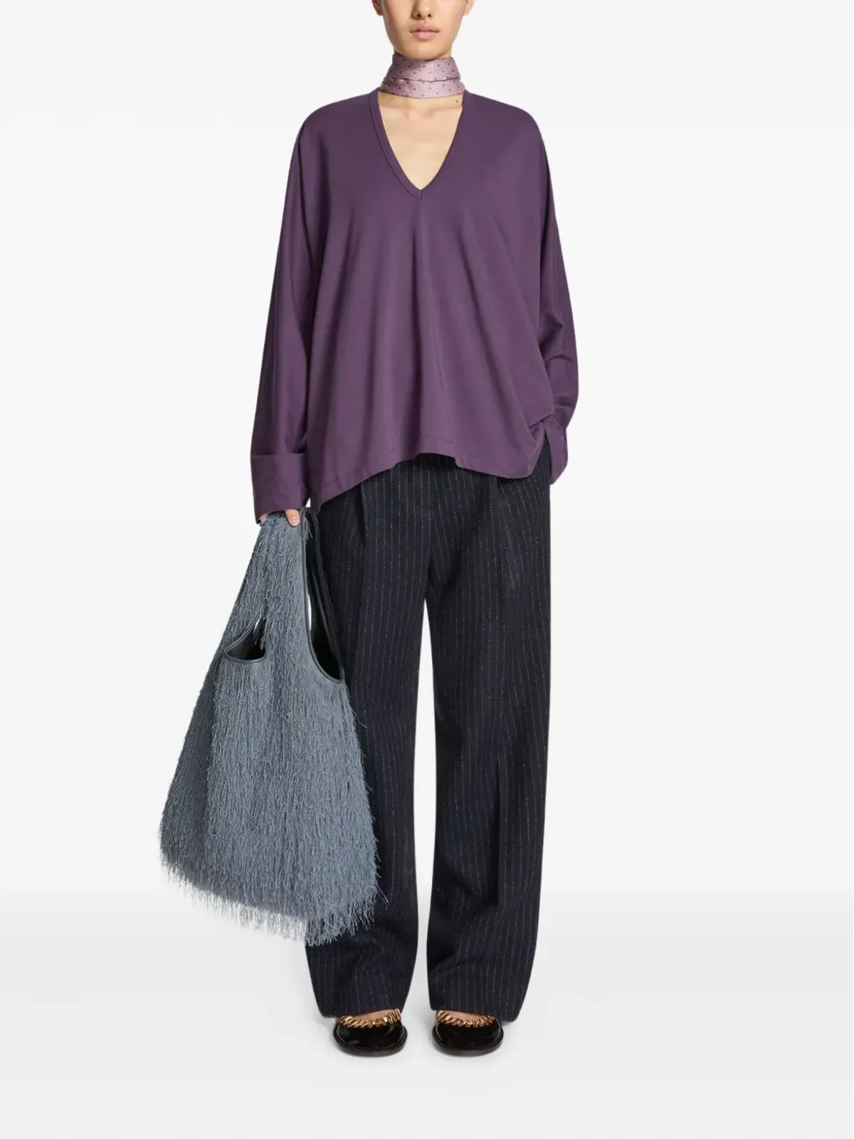 DRIES VAN NOTEN フリンジ付きトートバッグ グレー - 画像2