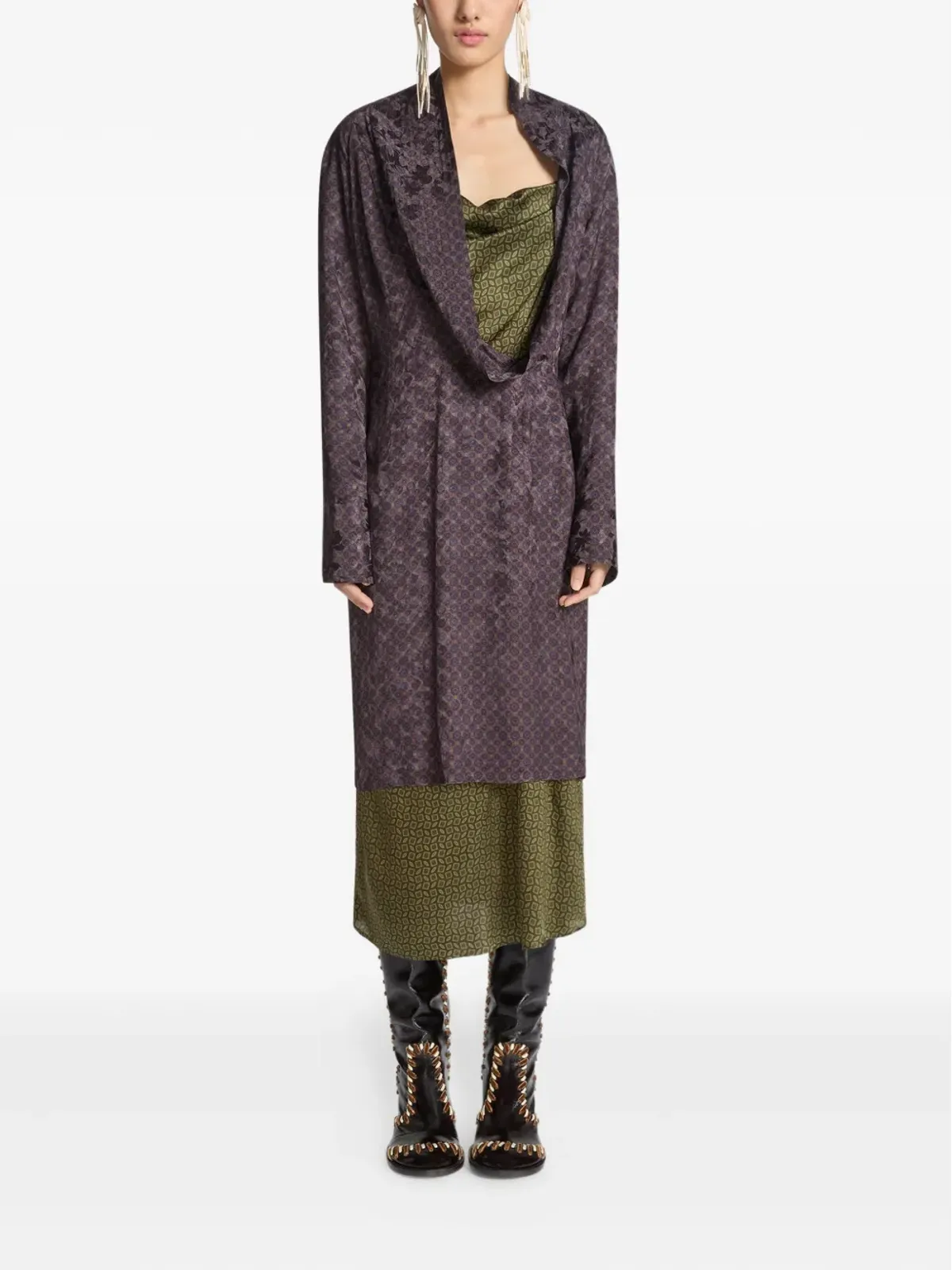 DRIES VAN NOTEN レイヤード柄ミディドレス - 画像2