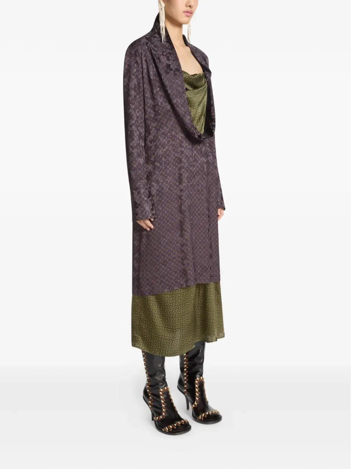 DRIES VAN NOTEN レイヤード柄ミディドレス - 画像3